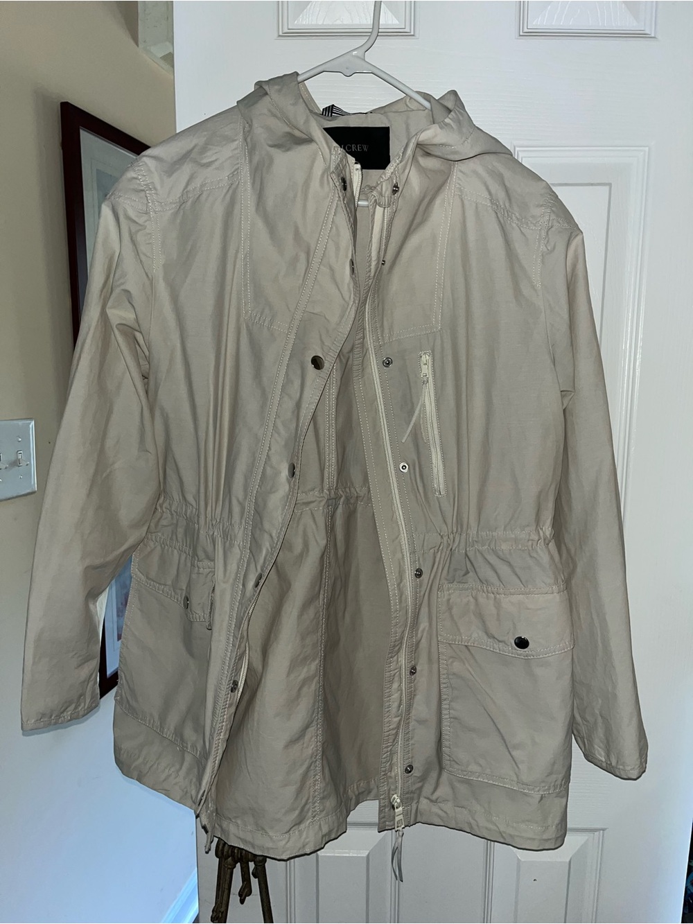 J. Crew Light Beige Hooded Utility Jacket